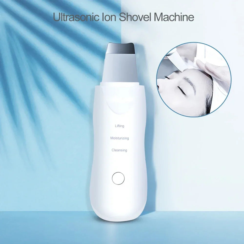 Professional No Ultrasonic Facial Skin Scrubber Ion Deep Face Cleaning Peeling Rechargeable Skin Care Device Beauty Instrument Quake