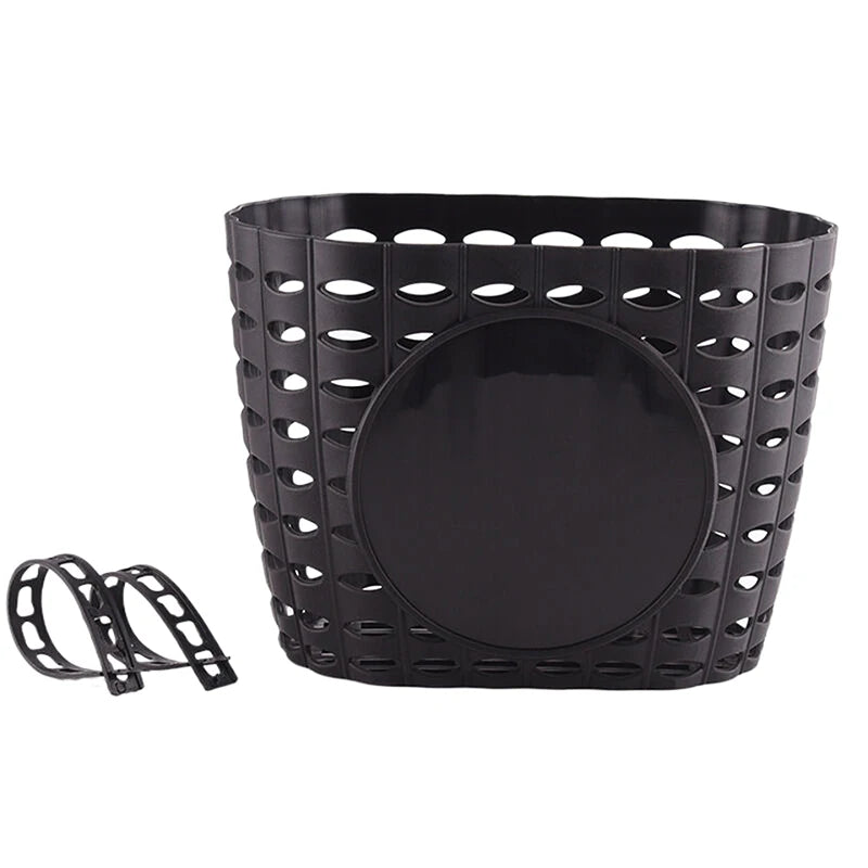 1pc Bicycle Basket Hollow Children Bike Tricycle Scooter Storage Front Handlebar Plastic Carrier Cycling Kids Riding Quake Black