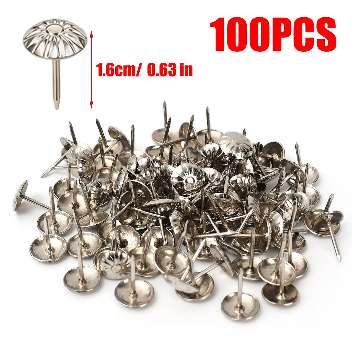 Vintage Flower Shaped Furniture Decorative Nails Rust-proof Furniture Repair Leather Fixed Pushpin DIY Photo Frame Decor Nails Quake Silver