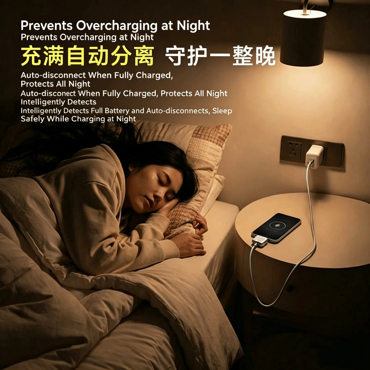 Type-C 140W Physical-Disconnect Battery Guard Anti-Overcharge Protection for Safe Overnight Charging Smart Auto Stop Charging Quake