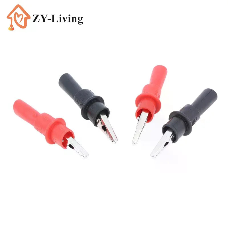 4Pcs Multimeter Test Probe Alligator Clip Insulated Metal Alligator Clamp For Circuit Testing Measurement Maintenance Quake