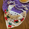 Knitted Triangle Headband Cute Little Cherry French Pastoral Style Headband Towel Handmade Crochet Headscarf Hat Girls Quake 03