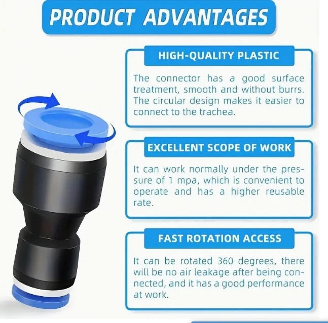 Pu/PG Pneumatic Fittings Connector PG 4 to 6-8-10-12/14mm 16mm Air Hose Tube Push in Straight Gas Quick Coupling Quake