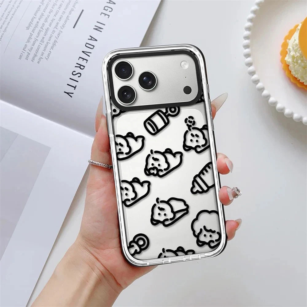 6090673 White Border Magnetic Phone Case Cover for IPhone 13 14 15 16 17 18 Pro Max Case Quake