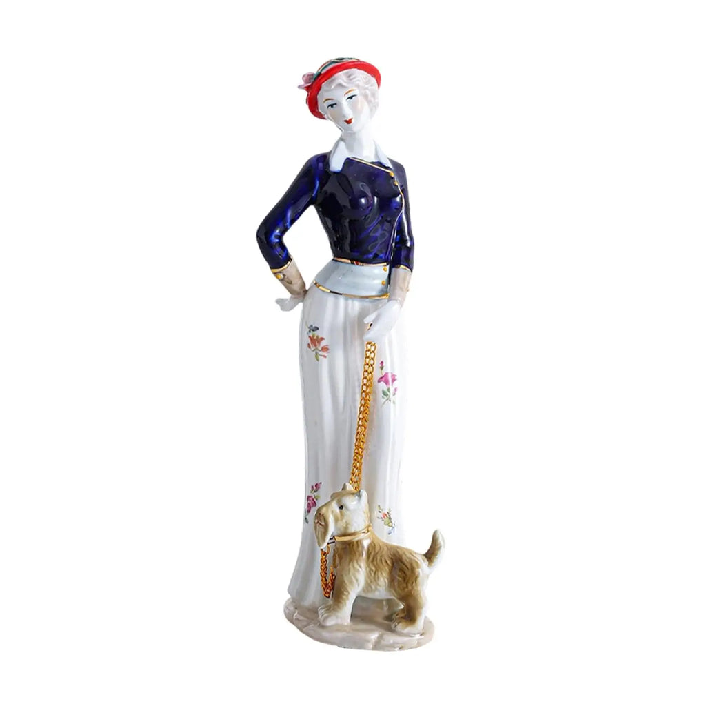 Girl Figurine Statue Porcelain Desktop Ornament Modern Decorative Sculpture for Home Decor Living Room Office Fireplace Quake StyleB