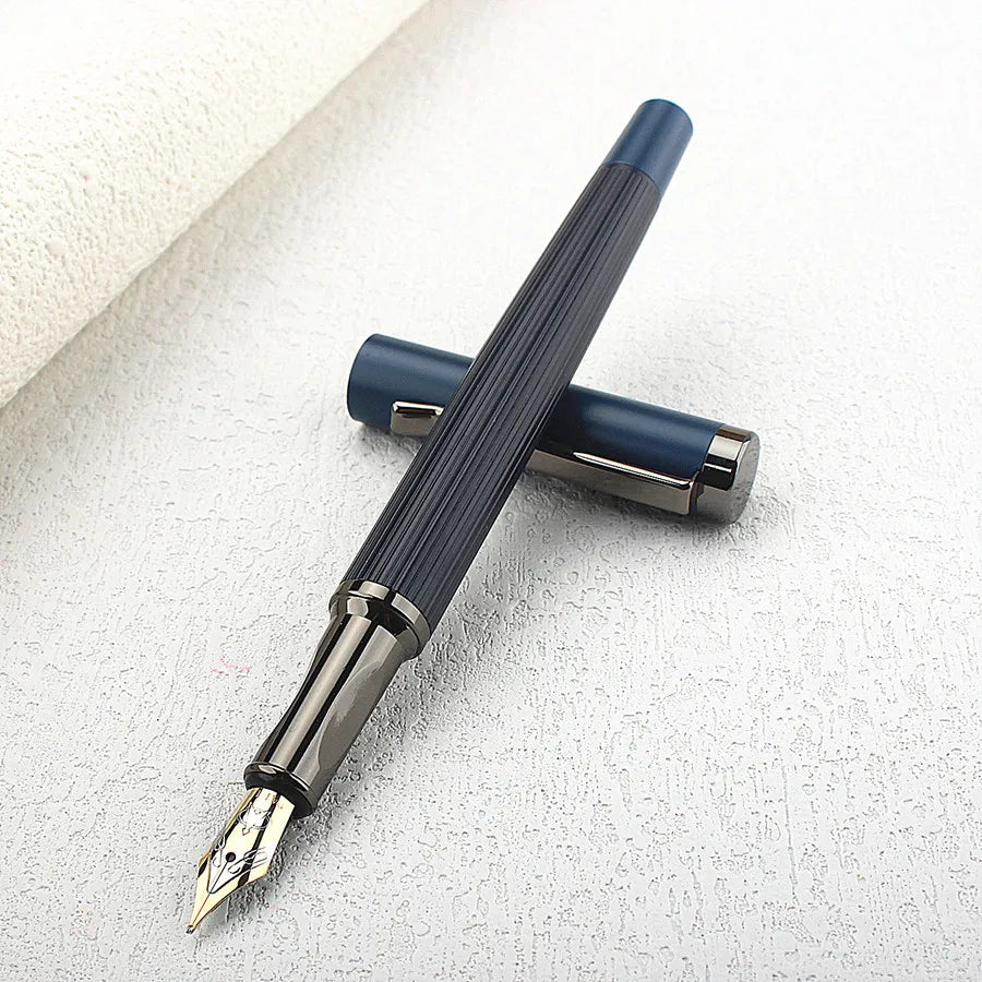 1 PCS Luxury Student Metal 5069 Fountain Pen 0.5MM Nib With Ink Converter Gray Trim Fancy Gift Calligraphy Writing Pen Quake 5069-3 0.5MM