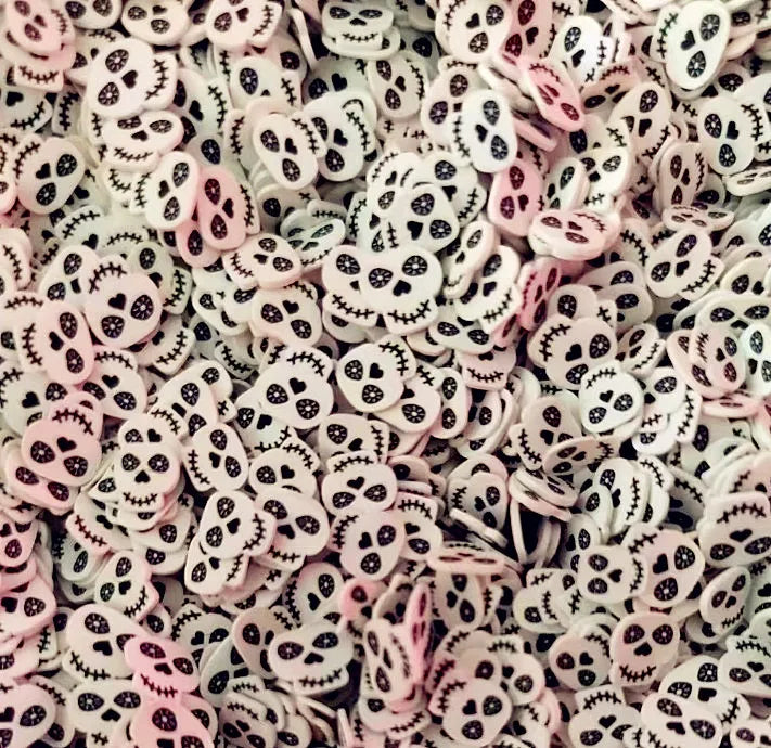 50g Halloween white Skull Slices Polymer Hot Clay mixed Ball Sprinkles Red Ball for Crafts DIY Slime Filling Accessories Quake 5mm