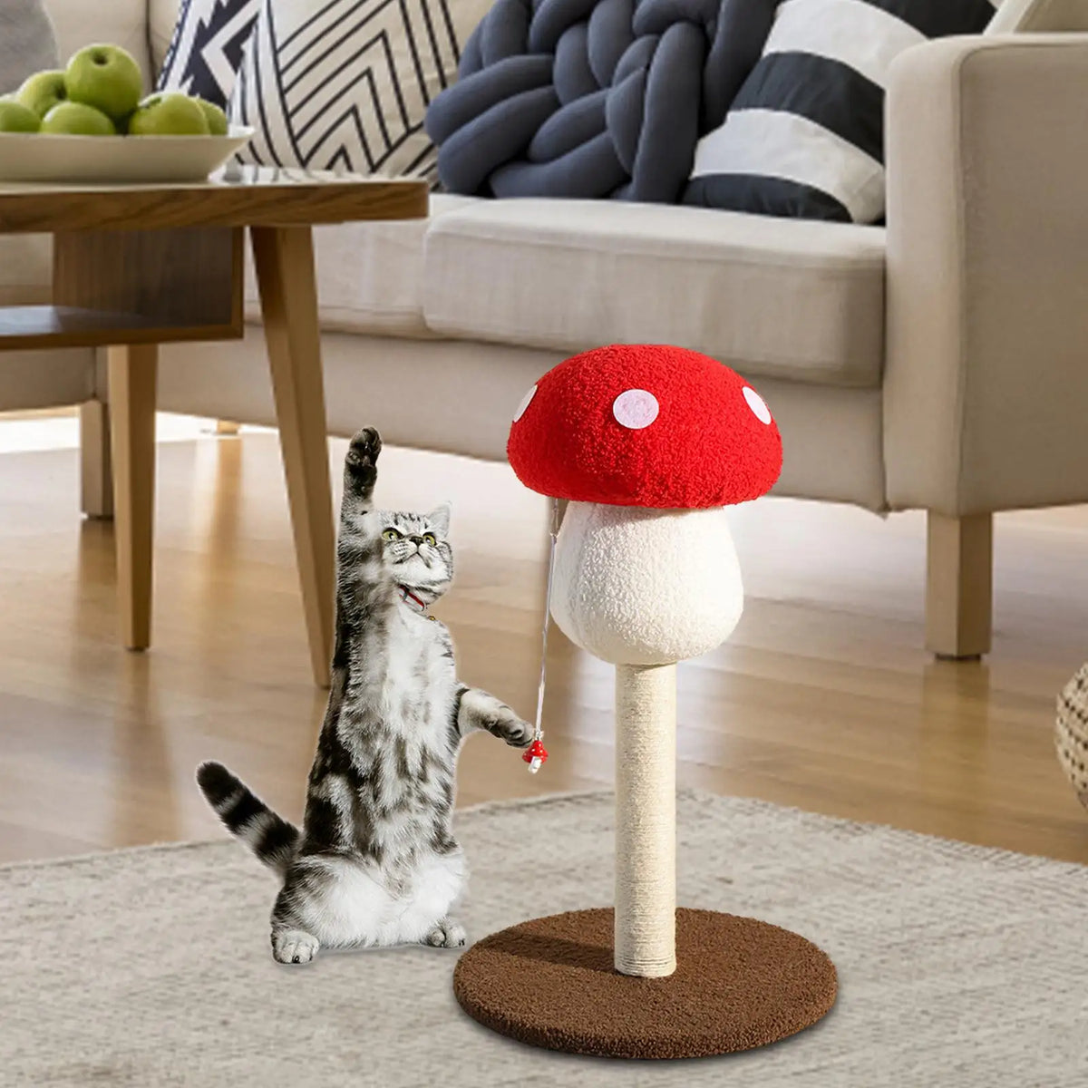 Mushroom Shape Cat Scratch Post,Cat Scratcher Pole,Sisal Rope for Indoor Cats for Cat Quake
