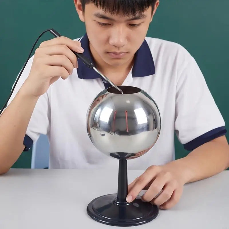 Faraday Cylinder Distribution Demonstrator, Metal Shell with Red Cords, Electrostatics Teaching Model for K1KF Quake