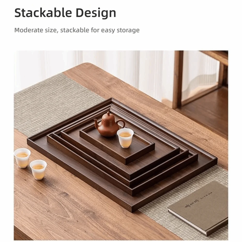 Decorate Tray Natural Bamboo Bamboo Wooden Tray Rectangular Retro Style Food Storage Trays Dessert Pallet Home Quake
