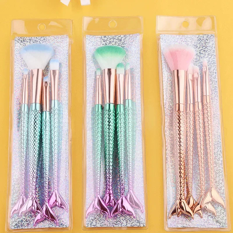 Mermaid Makeup Brushes Set Cosmetic Powder Eye Shadow Foundation Blush Brush Soft Beauty Make Up Tool Maquiagem 6 Color Gradient Quake