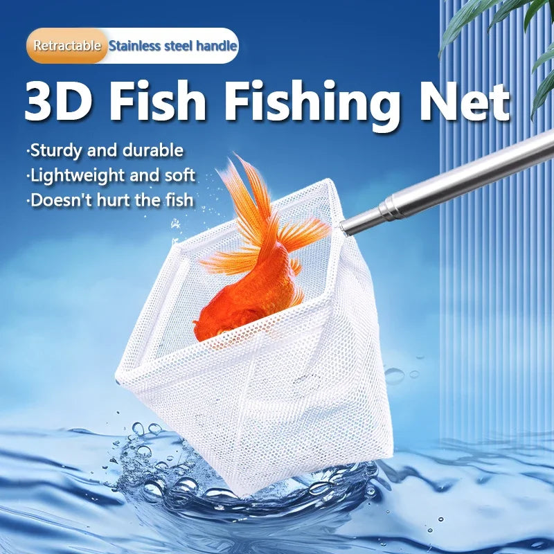 Square Fishing Net For Aquarium With Suction Cups, Retractable Fishing Equipment, With Long Handle, For Catching Fish And Shrimp Quake