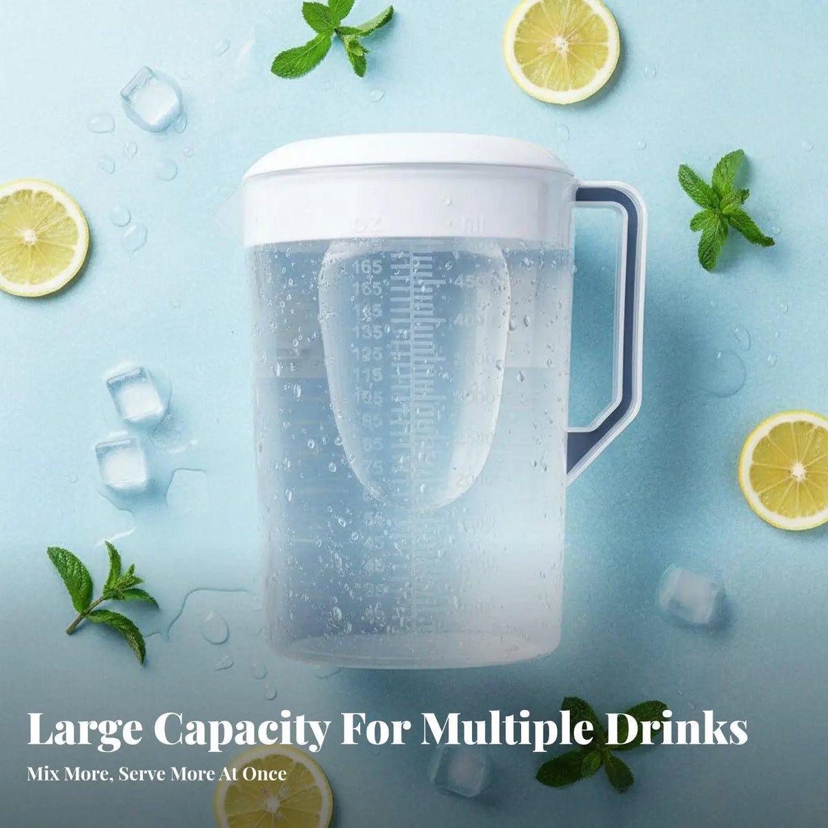 Clear Scale Water Pitcher with Wide Spout and Filter Lid for Fruit Infused Drinks for Daily Hydration Needs Quake