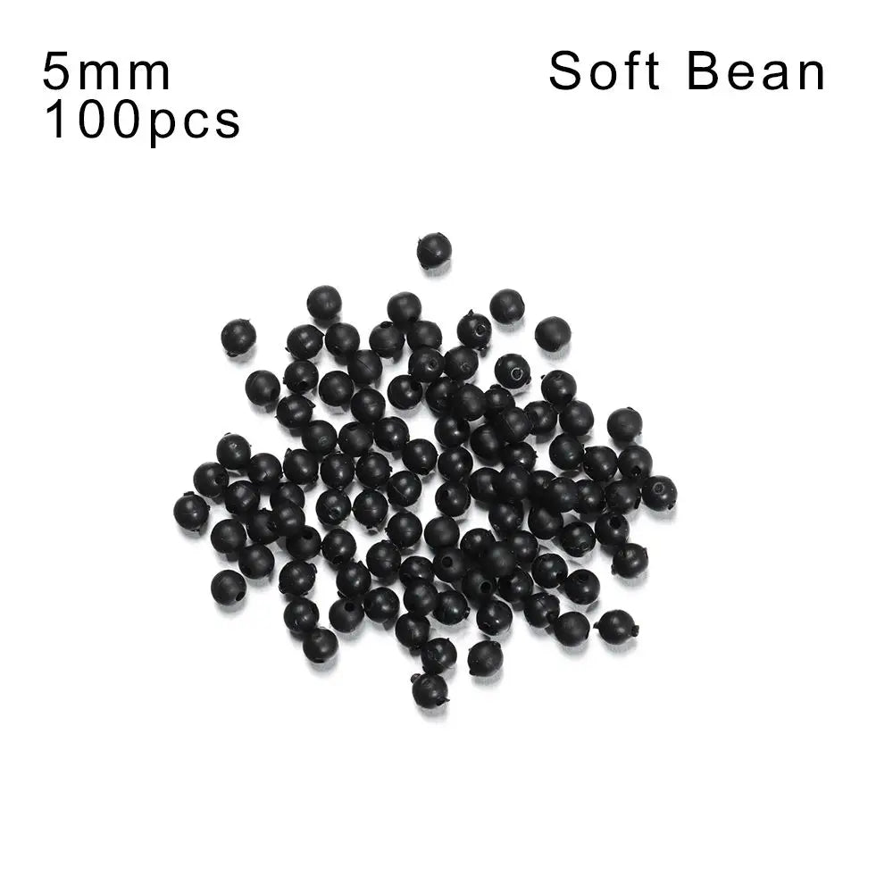 High Quality Plastic Stoppers Night Black Fishing Floats Beads Round Soft and hard bean Quake Soft Bean-5mm