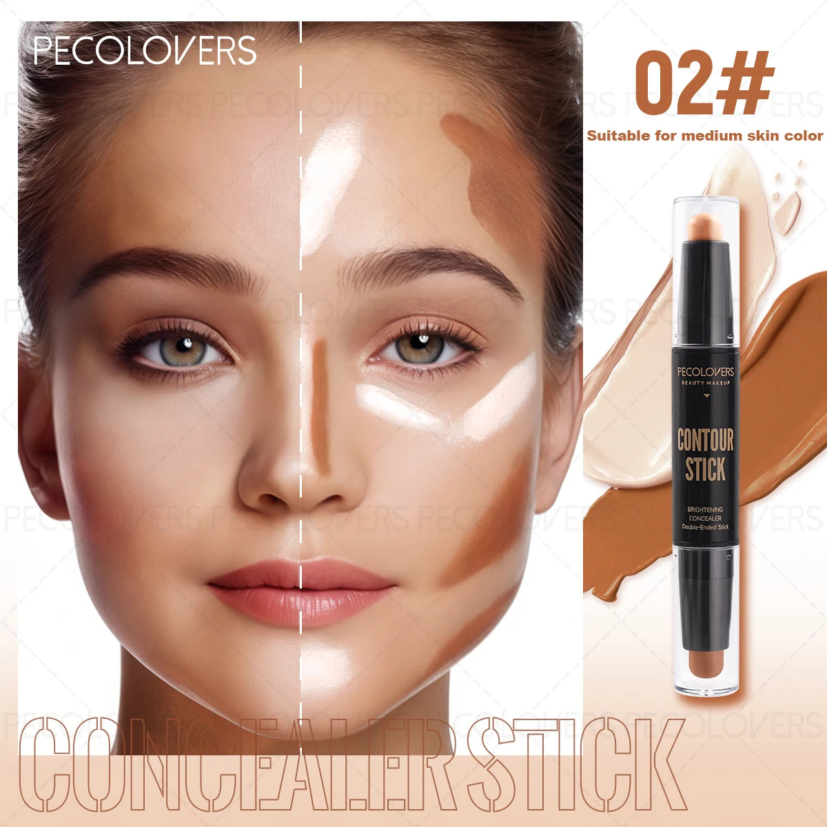 1PC Double-ended contour stick, facial contouring, three-dimensional face shape, nose shadow, waterproof , facial cosmetics Quake 02
