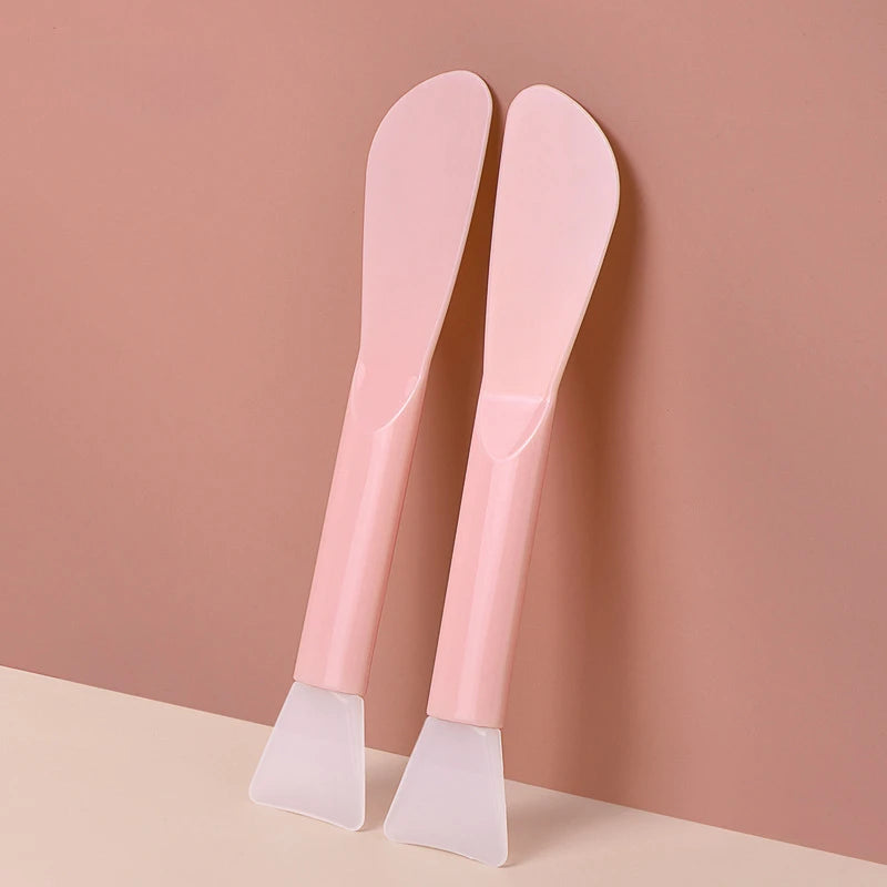 Dual-use DIY Mud Film Brushes Knife Type Flat Head Silicone Plastic Facial Mask Brushes Silicone Film Adjusting Rod Beauty Tools Quake No.5 2pcs set