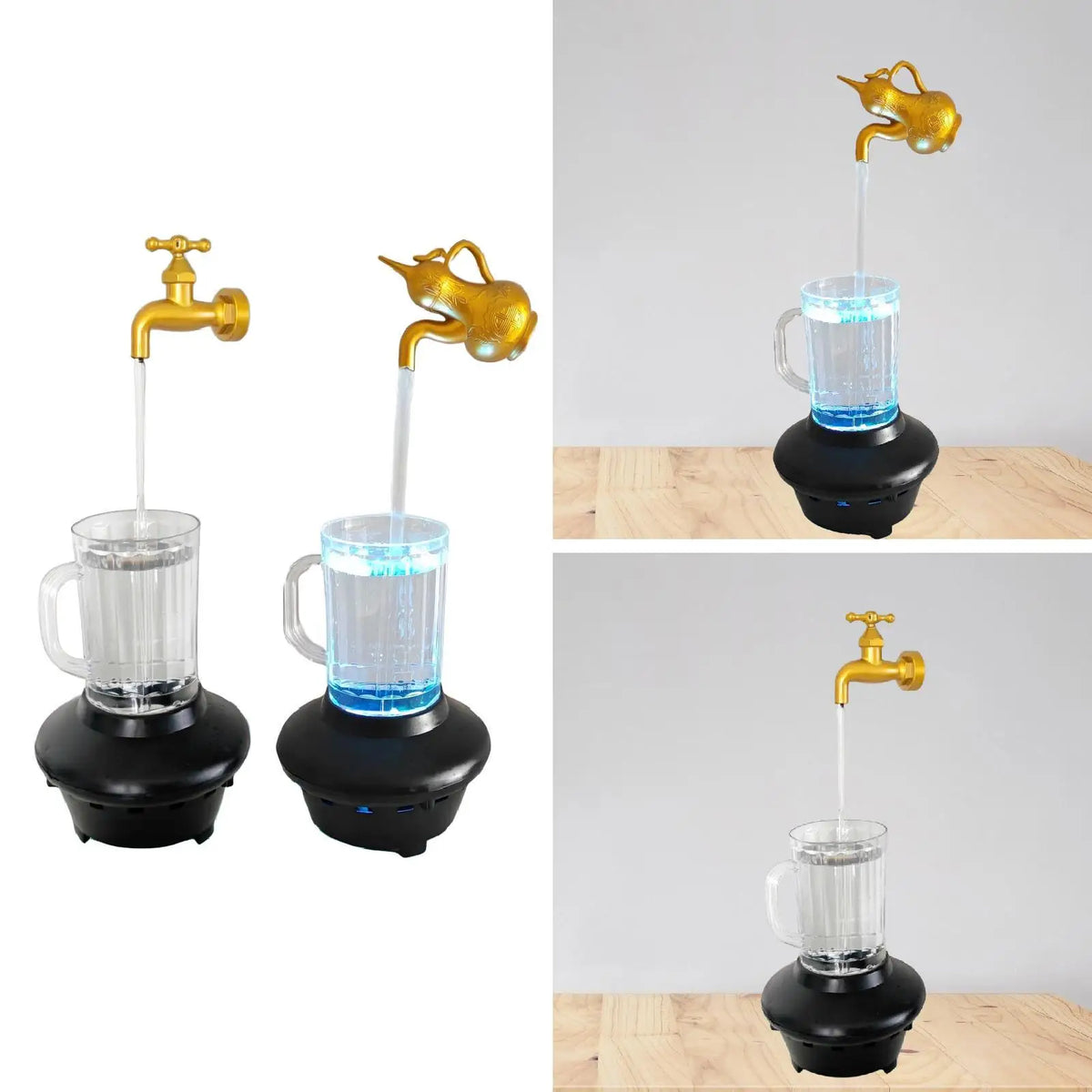 Tabletop Waterflow Decoration Waterfall Ornament Art Crafts with Colorful Light Quake