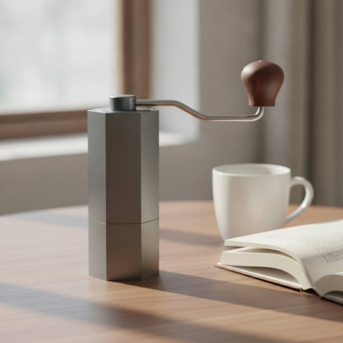 Manual Coffee Grinder with Crank Mini Manual Coffee Bean Mill Small Capacity External Settings for Travelers, Travel, Camping Quake