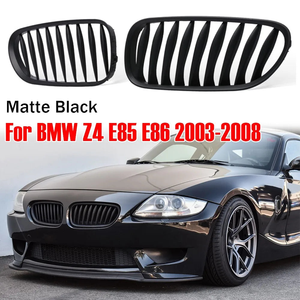 For BMW Z4 E85 E86 2003–2008 2x Car ABS Grille Front Kidney Grill Single Line Style 51117117757 51117117758 Accessories Parts Quake