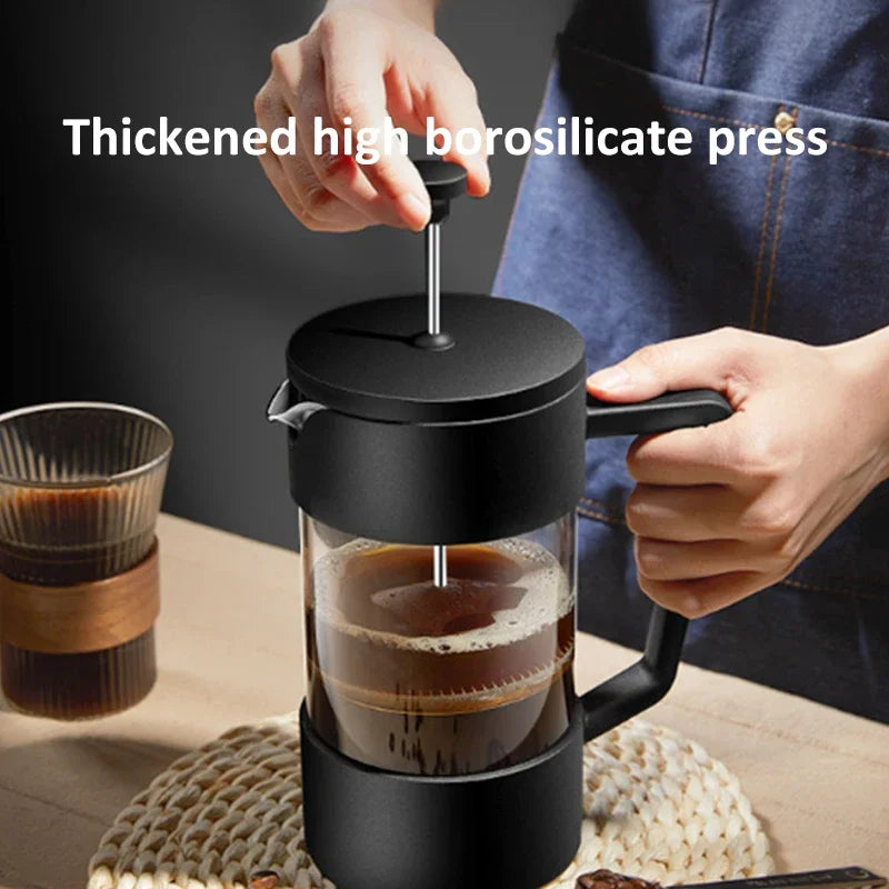 350/600/1000ML French Press Coffee Maker Pot Thickened Borosilicate Glass French Press Coffee Maker Multifunction Hand Punch Pot Quake