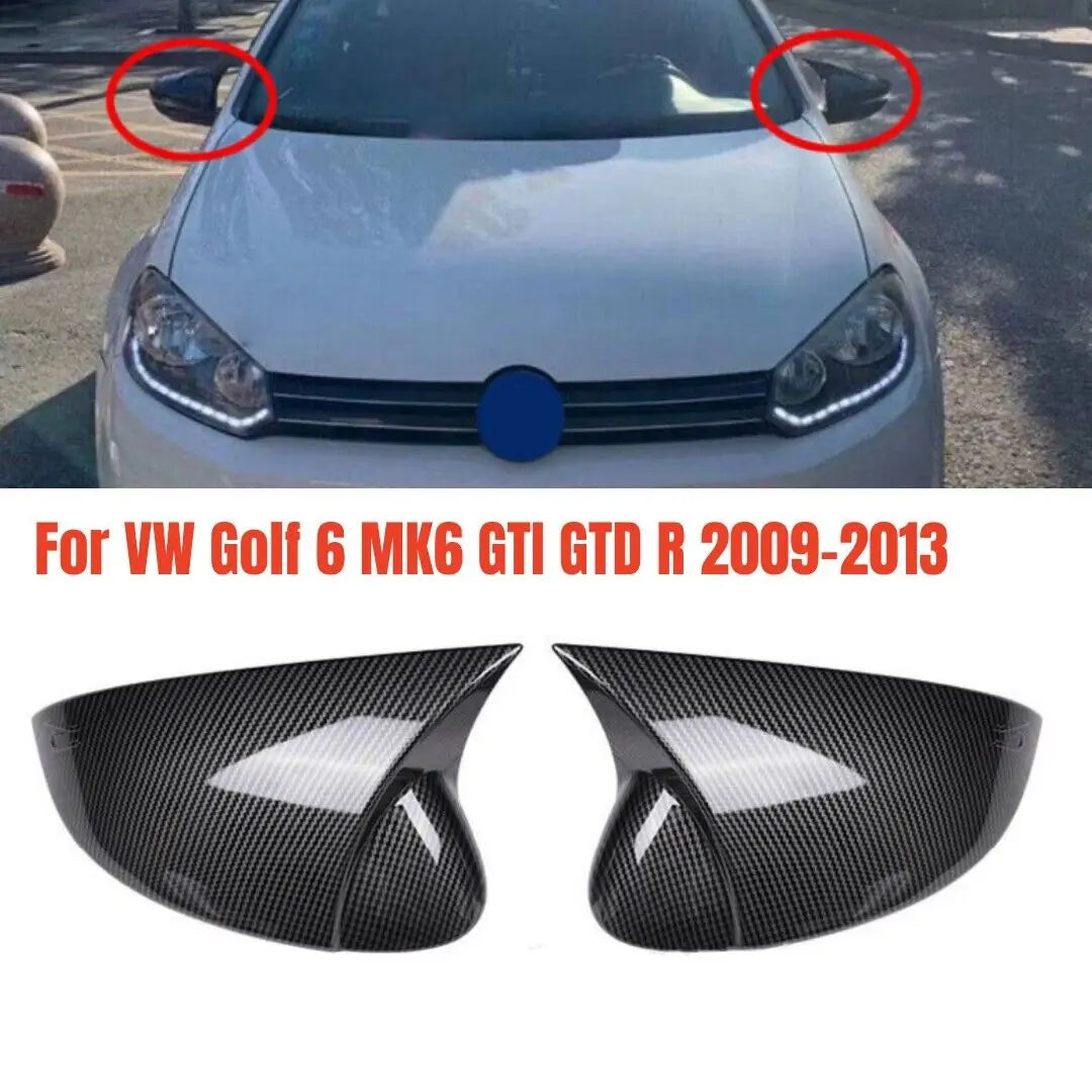 For VW Volkswagen Golf 6 MK6 GTI GTD 2009-2013 Car Rearview Side Mirror Cover Wing Cap Exterior Door Case Trim Carbon Fiber Look Quake