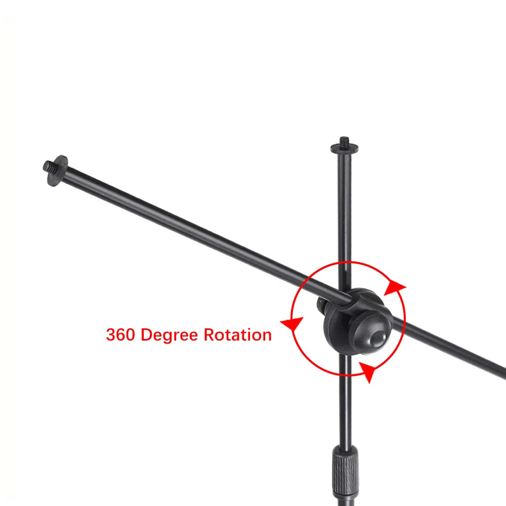 Tripod Microphone Stand Boom Mic Stand with 2 Mic Clip Holder Collapsible Adjustable Mic Bracket Quake