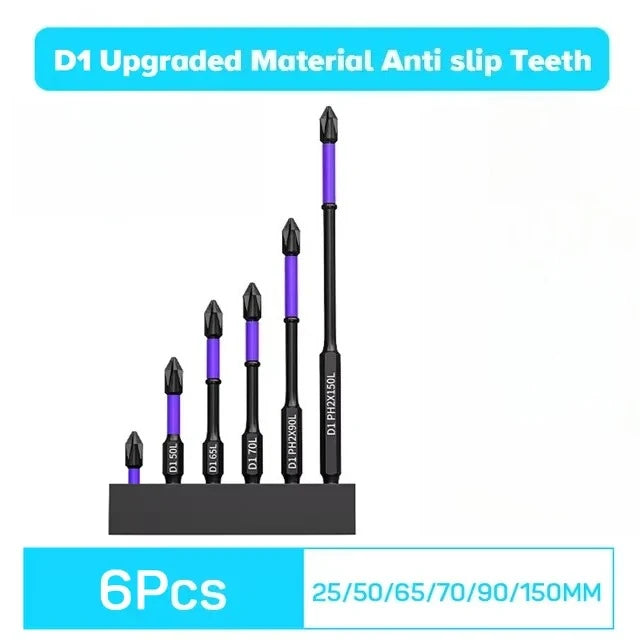 Anti Slip and Shockproof Magnetic Screwdriver Hexagonal Shank Drill Bit Suitable for Power Tools and Maintenance Quake 6 Pcs Set