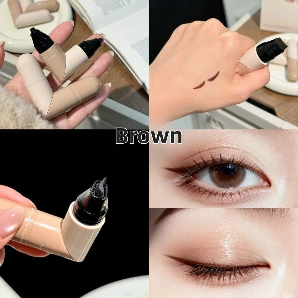 New Waterproof Eyeliner Stamp Quick Dry Long Lasting Eye Liner Stamp Rotatable Easy to Use Eyeliner Stamp Pen Quake Brown