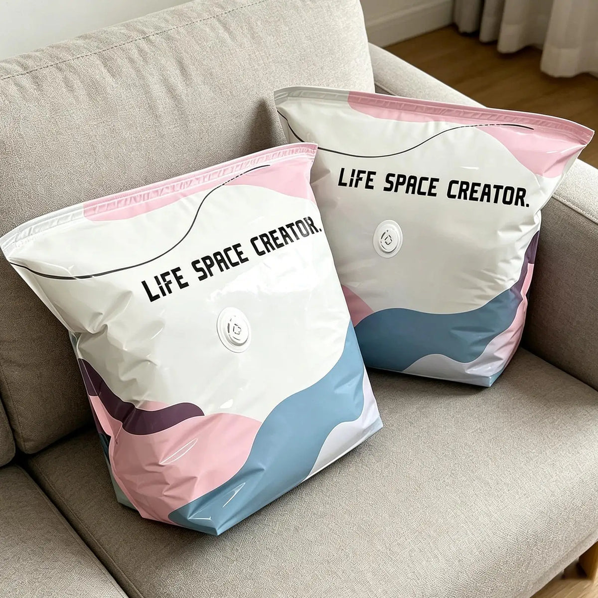 2 Pieces Travel Vacuum Bags No-Pump Suitcase Compression Packaging Luggage Vacuum Bags for Bedding Clothes Blanket Pillow Quake