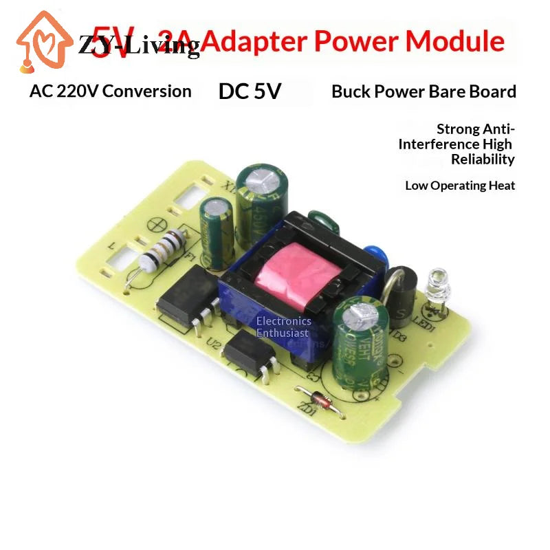 1Pcs Step-Down Power Supply Board 5V 2A Adapter AC220V To DC 5V Switching Power Supply Module Quake