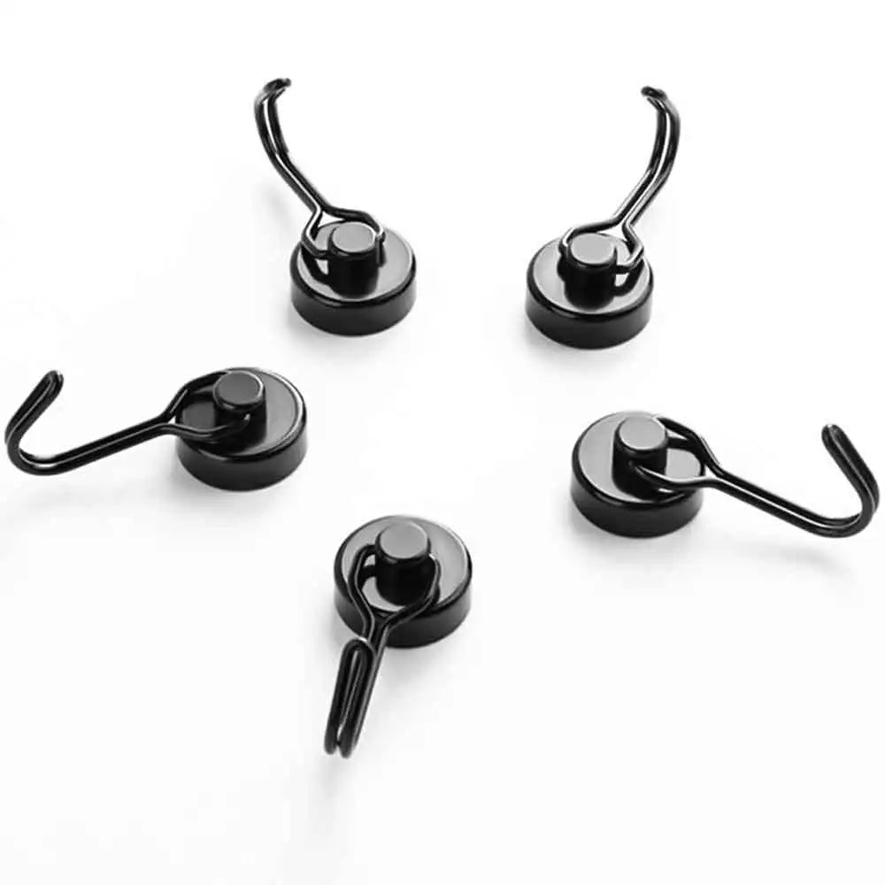1/2/4/8Pcs Hook Kitchen Refrigerator Heavy Duty Magnetic Hooks Strong Neodymium Magnet Hook Black Silver Swivel Hanging Tools Quake