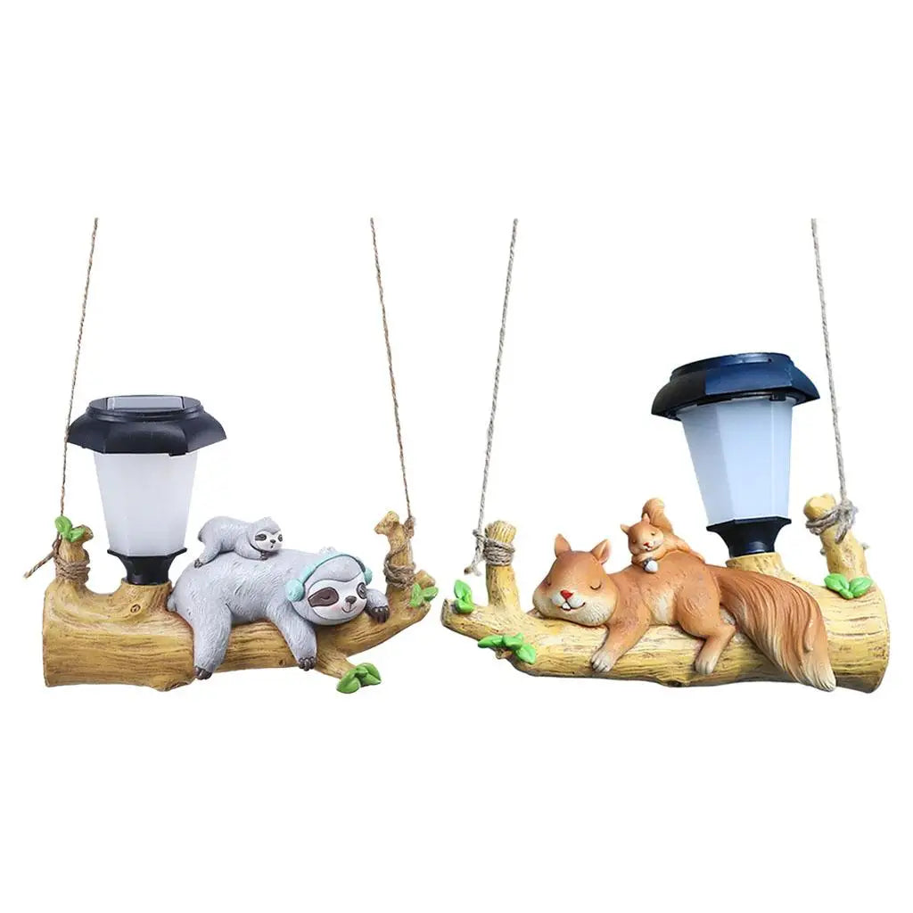 Animal Figurine Garden Pendant Solar Powered Decor Wall Mount Ornaments Yard Simulated Garden Creative Figurine Hanging Light Quake