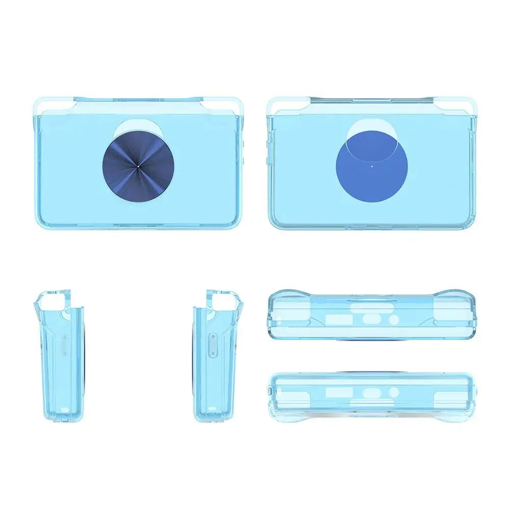 TPU Protective Case for Retroid Pocket Flip 2 Handheld Console 360 Degree Shockproof Cover Waterproof Washable Shell Skin Quake Blue