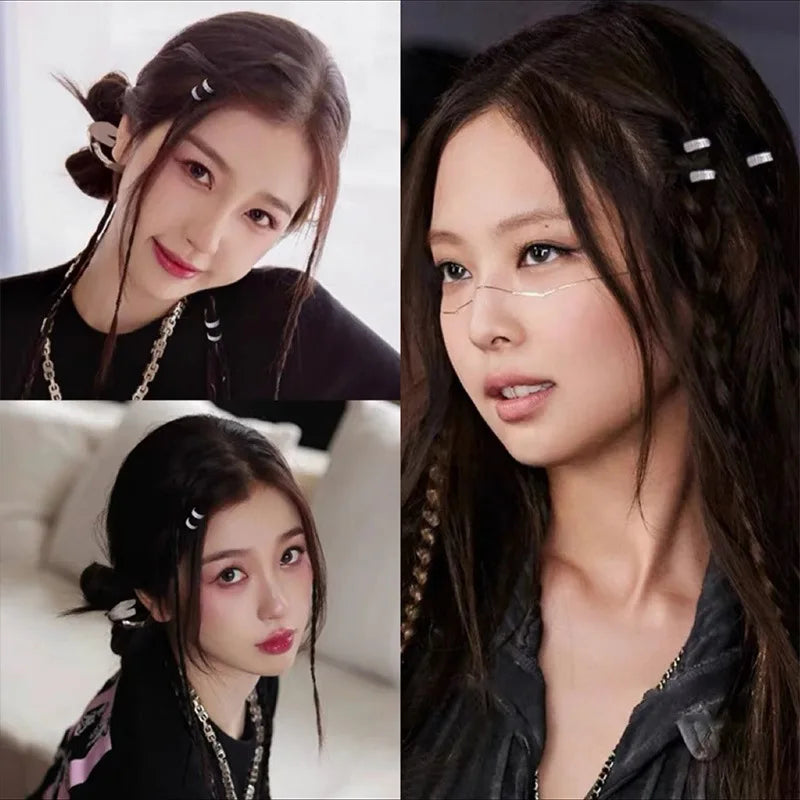 Rhinestone Small Hair Clip High-End Round Braided Hairpin Cool Dreadlocked Hairband Hairpin Hair Styling Accessories Women Girls Quake