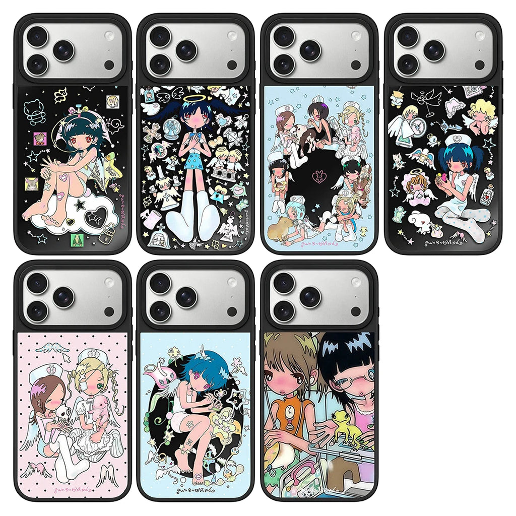 6082513 Mirror Surface Magnetic Phone Case Cover for IPhone 13 14 15 16 17 18 Pro Max Case Cartoon Quake