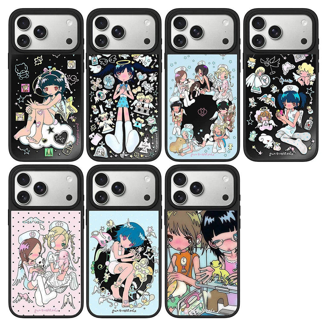 6082513 Mirror Surface Magnetic Phone Case Cover for IPhone 13 14 15 16 17 18 Pro Max Case Cartoon Quake