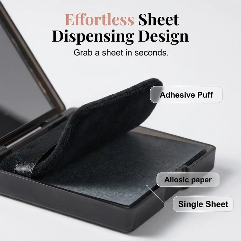 Oil Blotting Sheets for Face, Face Blotting Sheets for Oily Skin with Mirror & Makeup Puff, Oily Skin Blotting Paper for Women Quake