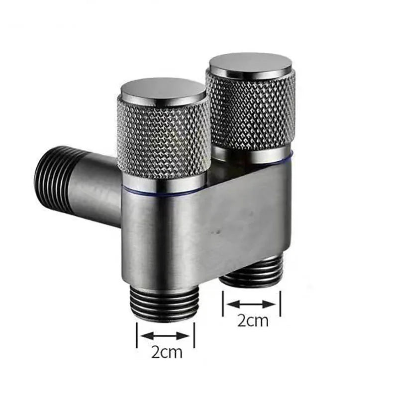 G1/2 1 In Two Out Double Control Washing Machine Faucet Toilet Triangle Valve Washing Machine Toilet Stop Valve Bathroom Parts Quake Gery