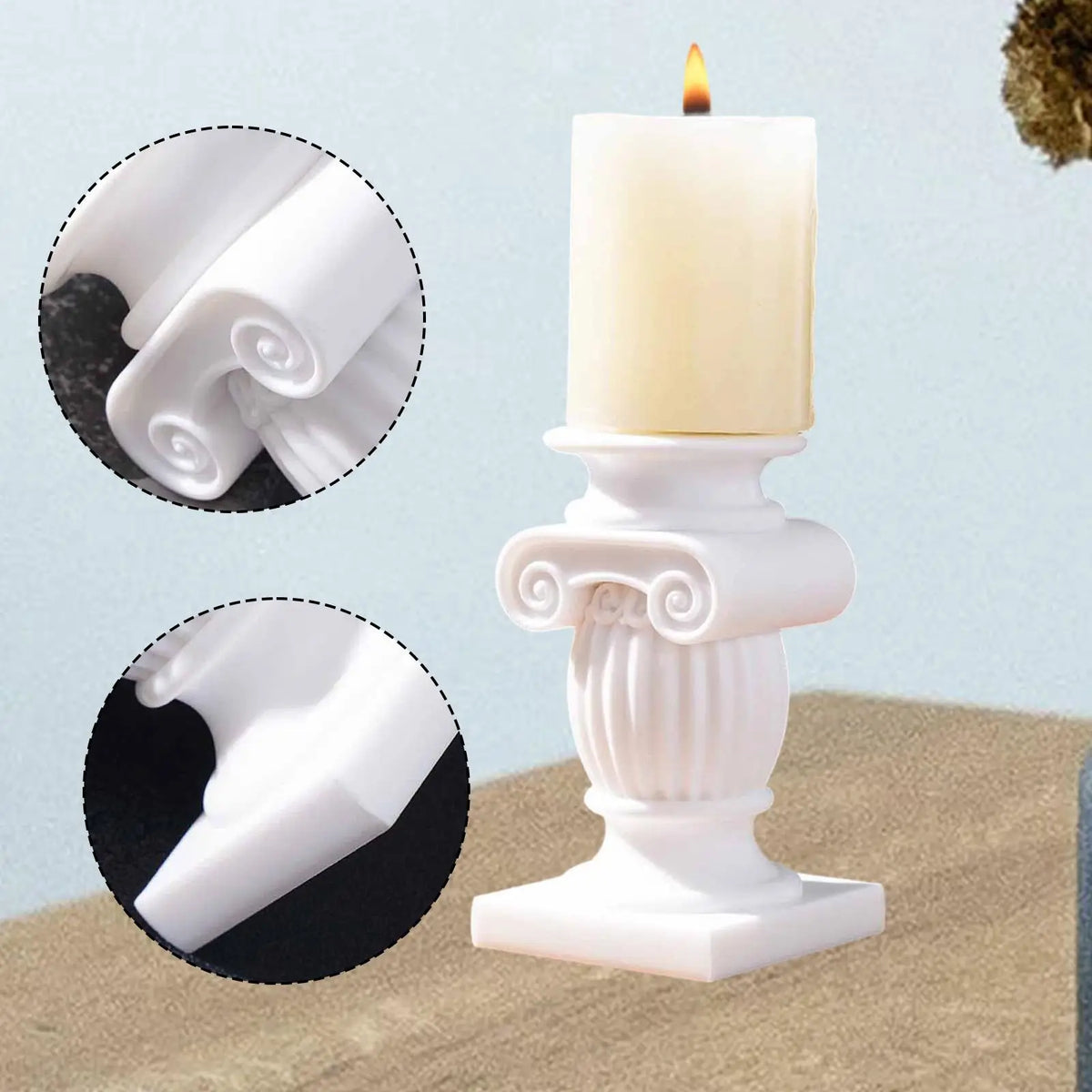 Greek Pillar Candle Stand Vintage Resin Candlestick Statue Art Deco Candle Holder for Luxury Room Decoration and Table Center Quake