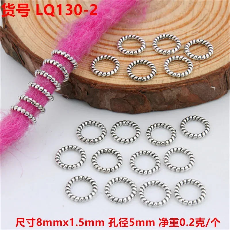 African Braiding Hair Rings Vintage Spiral Braids Hair Styling Tools Accessories Silver Gold Beads for Hair Braids Dreadlock Quake 5pcs LQ130-2