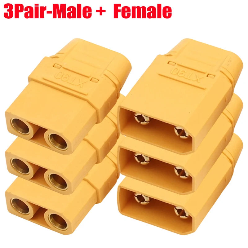 20/1Pairs Male Female XT90 Terminal Plugs for RC Lipo Battery Drone Boat Airplane Welding Wire Cable Adapters Connector Plugs Quake 3Pair-Mixed