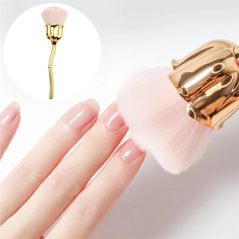 Rose Flower Shape Makeup Brush Round Makeup Loose Powder Brushes Manicure Nail Polishing Dust Removal Brush Beauty Make Up Tools Quake