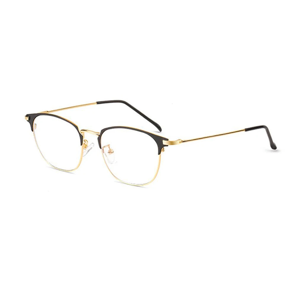 Anti-Blue Light Glasses for Men Women Fashion Oversized Metal Frame Ultralight Eye Protection Eyeglasses Office Computer Goggles Quake Black gold