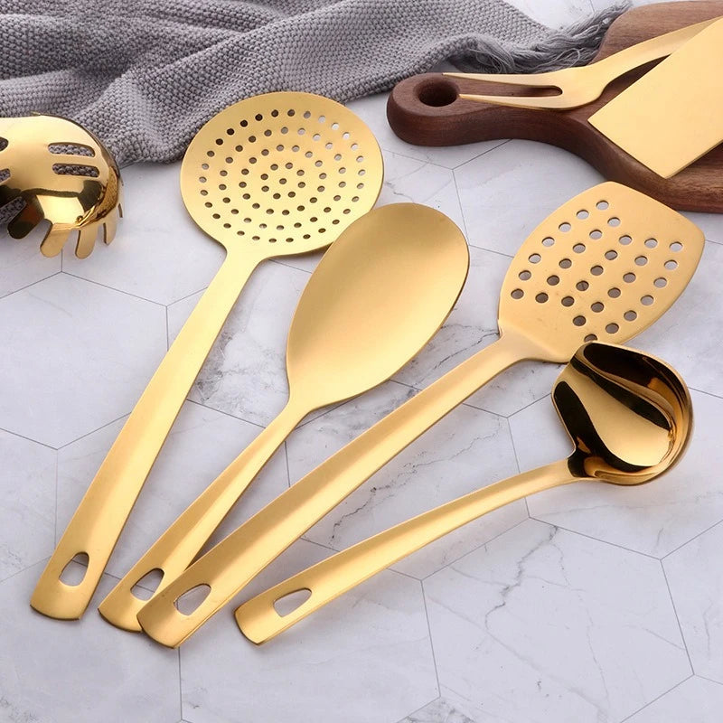 Kitchen Utensils Long Handle Cooking Spoon Shovel Household Soup Skimmer Colander Multi-size Restaurant Cooking Tools Quake