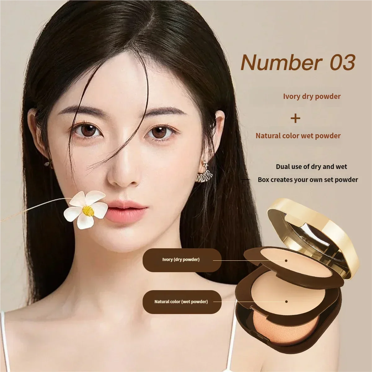 KAQIAI High Definition Double Layer Powder: Concealer, Contour, Wet & Dry, Hydrating, Long-Lasting Makeup Setting Powder Quake