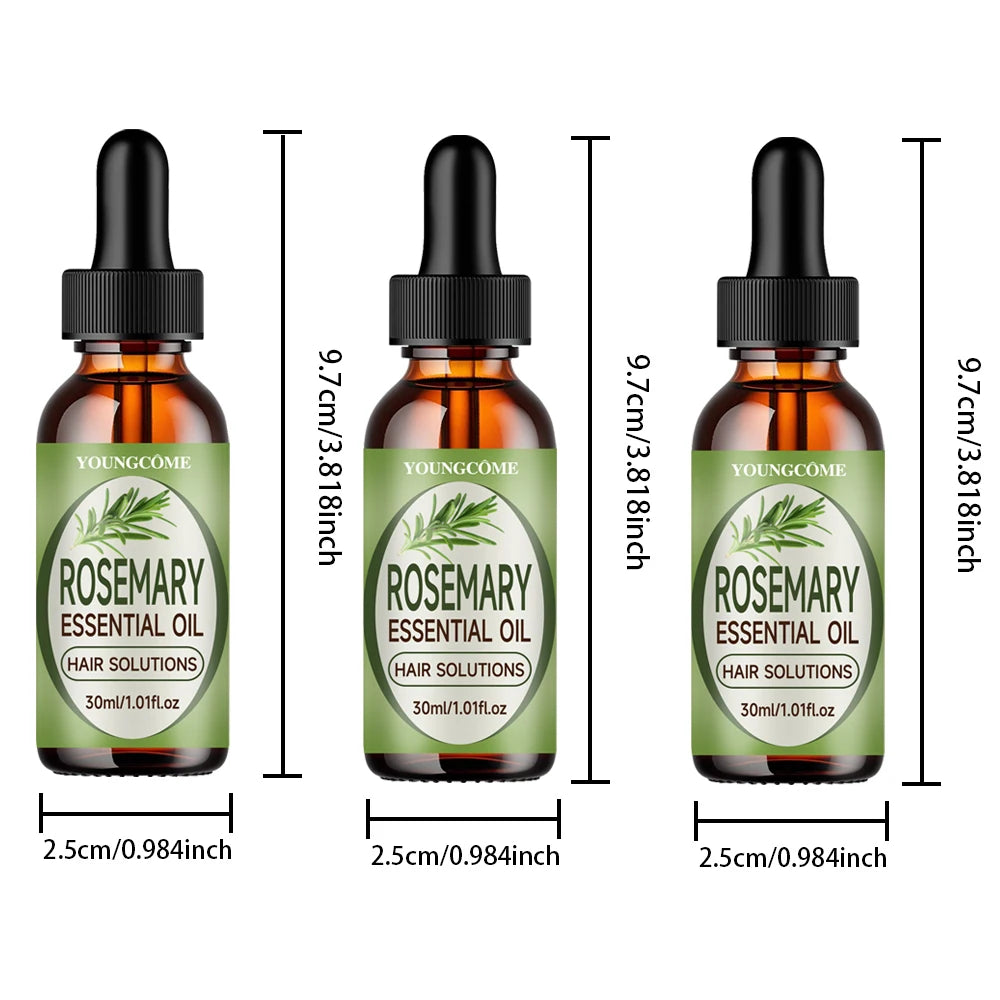 Rosemary Essential Oil Nourishes Promotes Growth Protects from Damage Reduces Hair FallRepairs Improves Frizz Prevents Hair Loss Quake 3PCS-30ML