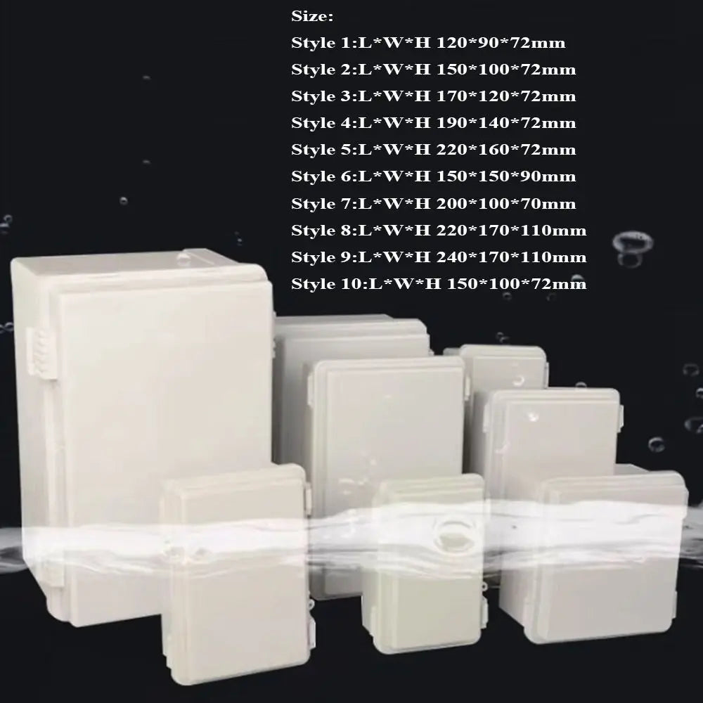 IP67 Electrical Junction Box Waterproof White Outdoor Sealed Switch Power Case Enclosure With Hasp Plastic Distribution Boxes Quake