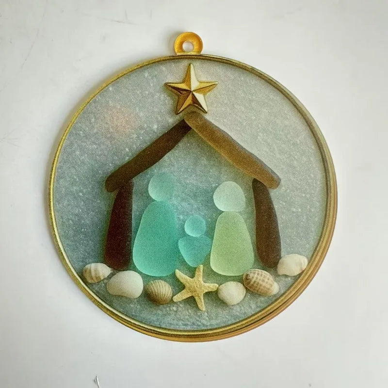 New Christmas Pendant Shell Sea Star Beach Cross Angel Jesus Christmas Tree Decorative Pendant Quake