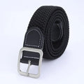 1pcs Unisex Woven Stretch Belts Fashion Square Pin Buckle Waistband for Casual Jeans Dress Daily Wear Quake black about 105cm