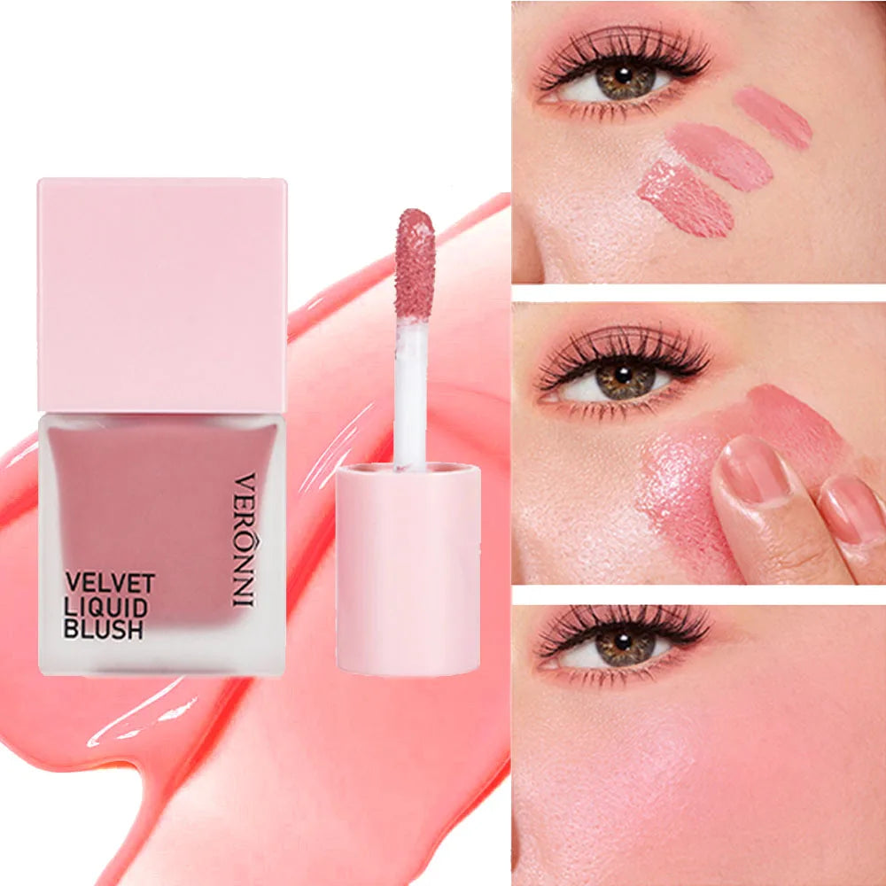 4 Color Liquid Blush 5ml Long-Lasting & Blendable Vegan Cheek TintNatural Flush to Bold Glow | Dewy & Matte Finish Face Makeup Quake